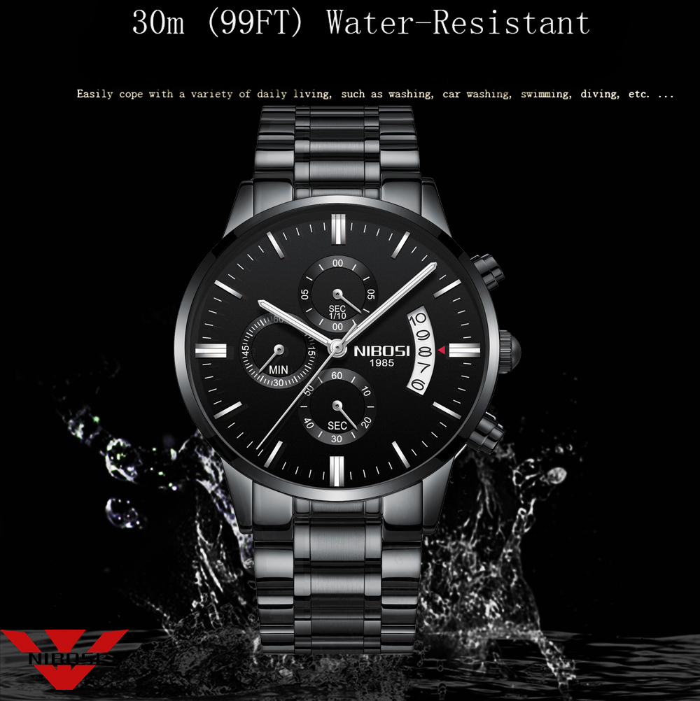 Nibosi Roestvrij Staal Black Q - Luxury Watch Maker recensie en prijs